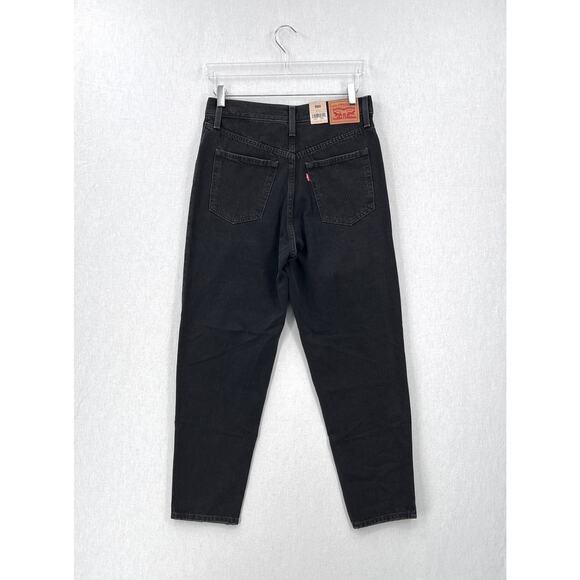 LEVIS Sliced High Waisted Mom Jean Womens 29 X 27 Black Tapered Rigid Denim NEW - Picture 4 of 16